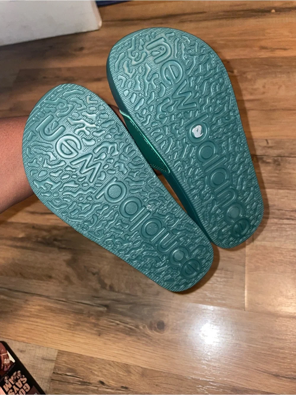 New Balance Kids Dark Green Slide Sandals with White Logo